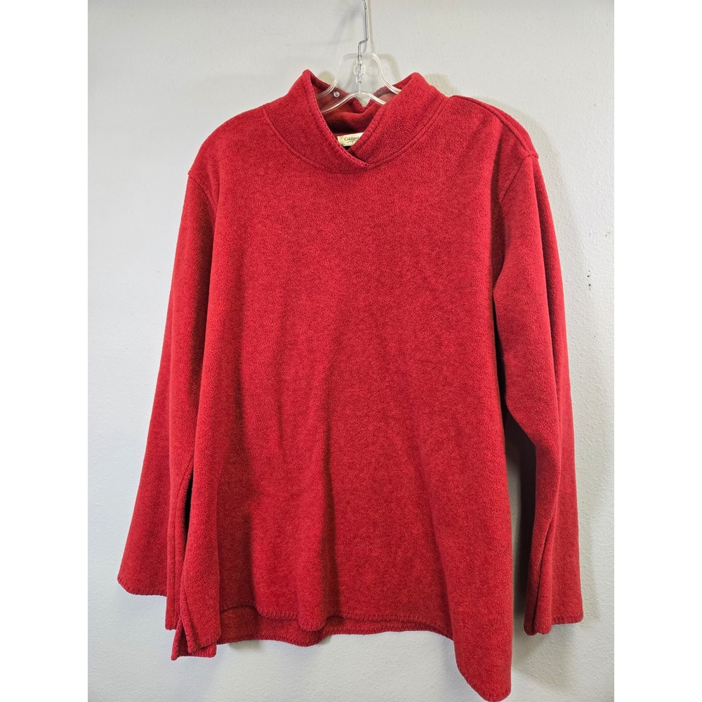 Coldwater Creek Red Fleece Mock Neck Long Sleeve Pullover Sweater 2X